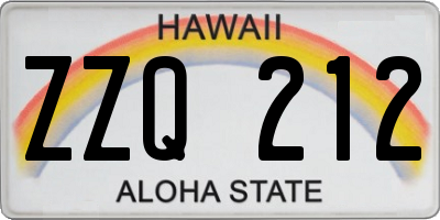 HI license plate ZZQ212