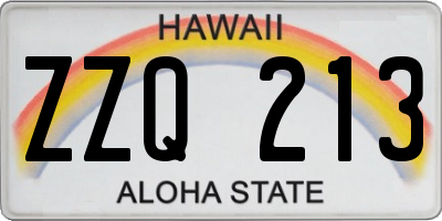 HI license plate ZZQ213