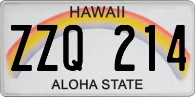 HI license plate ZZQ214