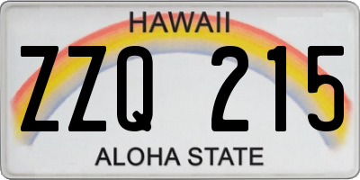 HI license plate ZZQ215