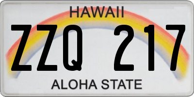 HI license plate ZZQ217