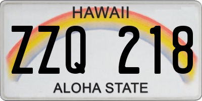 HI license plate ZZQ218