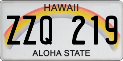 HI license plate ZZQ219