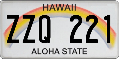 HI license plate ZZQ221