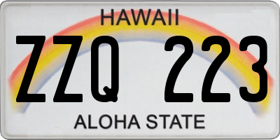 HI license plate ZZQ223