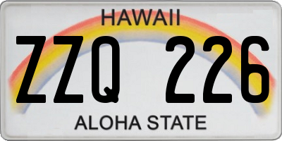 HI license plate ZZQ226