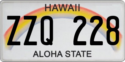 HI license plate ZZQ228