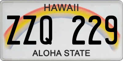 HI license plate ZZQ229