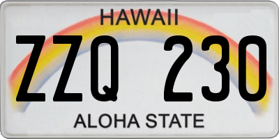 HI license plate ZZQ230