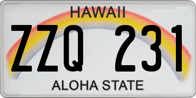 HI license plate ZZQ231