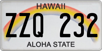 HI license plate ZZQ232