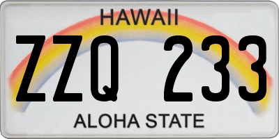 HI license plate ZZQ233