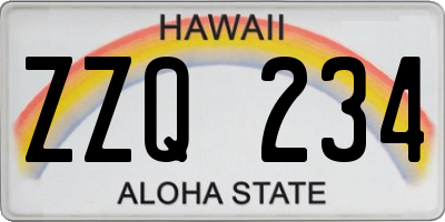 HI license plate ZZQ234