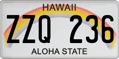 HI license plate ZZQ236