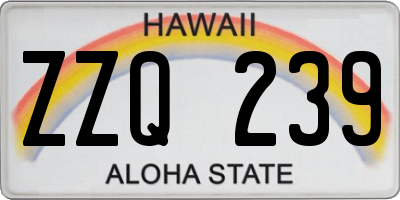 HI license plate ZZQ239