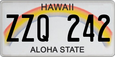 HI license plate ZZQ242