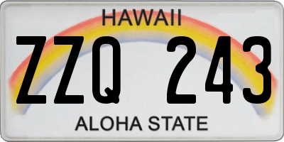 HI license plate ZZQ243