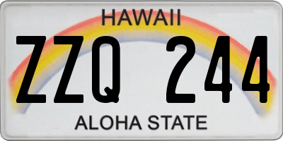 HI license plate ZZQ244