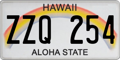 HI license plate ZZQ254