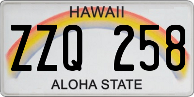 HI license plate ZZQ258