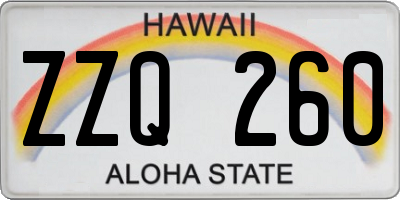 HI license plate ZZQ260