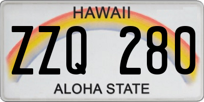 HI license plate ZZQ280