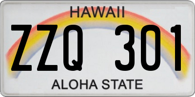 HI license plate ZZQ301