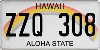 HI license plate ZZQ308