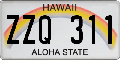 HI license plate ZZQ311