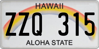 HI license plate ZZQ315