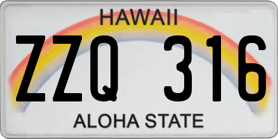 HI license plate ZZQ316