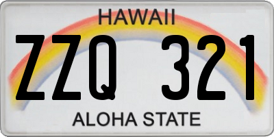 HI license plate ZZQ321