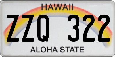 HI license plate ZZQ322