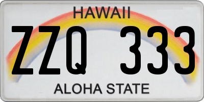 HI license plate ZZQ333