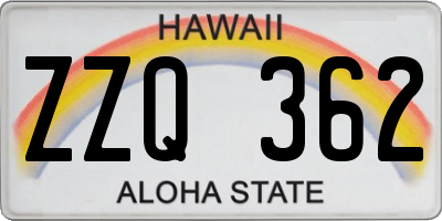 HI license plate ZZQ362