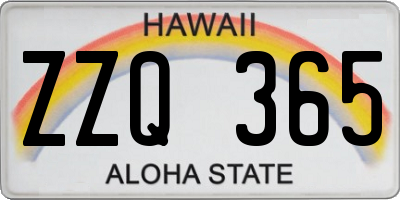 HI license plate ZZQ365