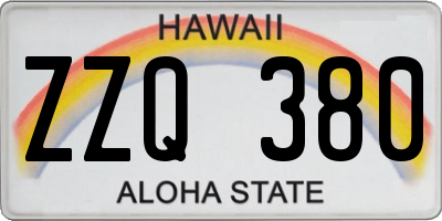 HI license plate ZZQ380