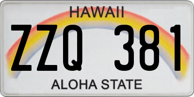 HI license plate ZZQ381