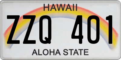 HI license plate ZZQ401