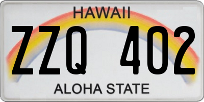 HI license plate ZZQ402