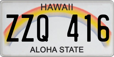 HI license plate ZZQ416