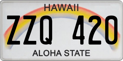 HI license plate ZZQ420