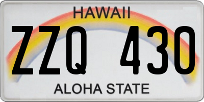 HI license plate ZZQ430