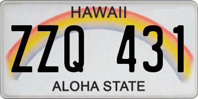 HI license plate ZZQ431