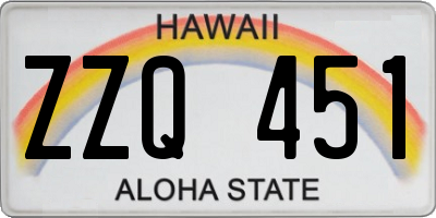 HI license plate ZZQ451