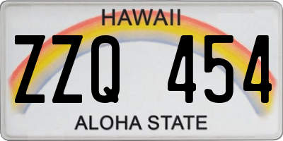 HI license plate ZZQ454