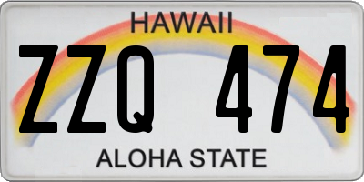 HI license plate ZZQ474