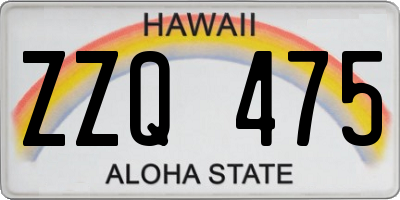 HI license plate ZZQ475