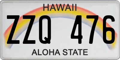 HI license plate ZZQ476