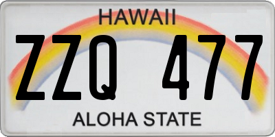 HI license plate ZZQ477